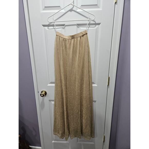 Lulus Jovial Occasion Gold Metallic High Rise Maxi Skirt Lined Size S - Picture 3 of 8